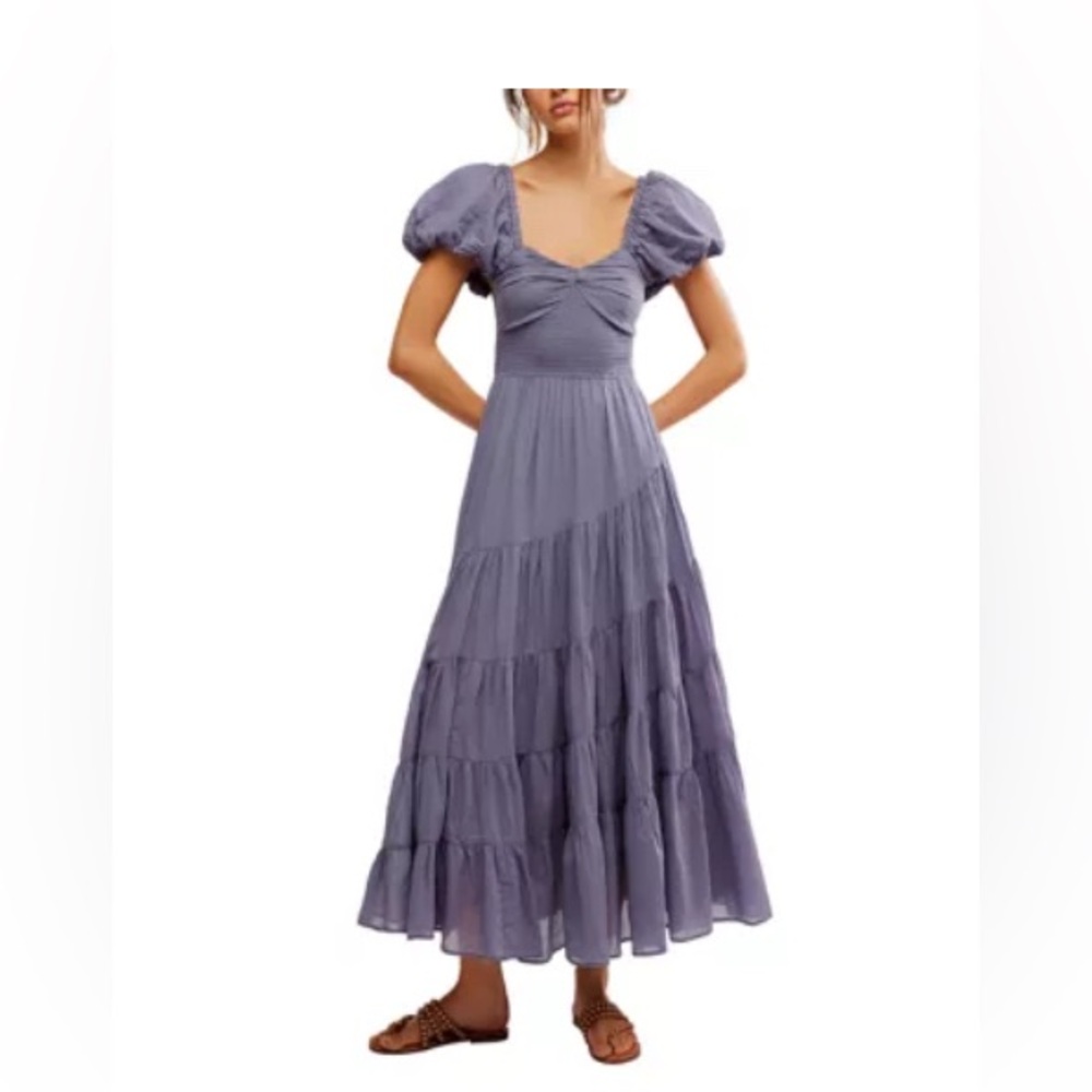 Sun-drenched short sleeve Free People maxi dress.